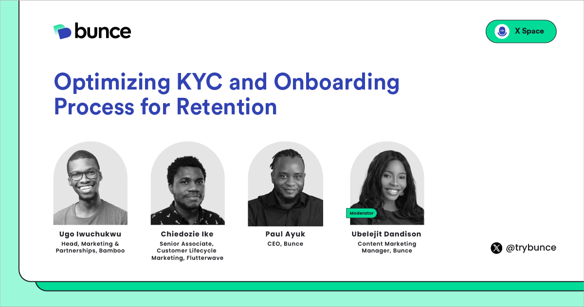 Picture showing speakers on the X space on the topic Optimizing KYC and Onboarding Process for Retention